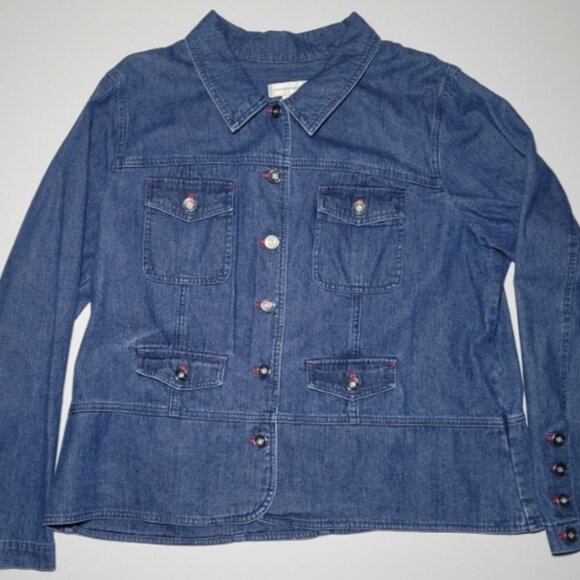 Christopher & Banks Womens Blue Denim Button Up 4 Pocket Jacket Size XL - Picture 1 of 13